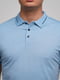 Блакитна футболка-поло з чорною смужкою на комірці та рукавах | 6726394 | фото 3