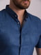 Синяя хлопковая рубашка с коротким рукавом | 6726506 | фото 3