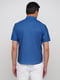 Синяя хлопковая рубашка с коротким рукавом | 6726520 | фото 2