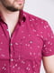 Бордовая хлопковая рубашка в принт | 6726568 | фото 2