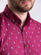 Бордовая хлопковая рубашка в принт | 6726572 | фото 2