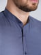 Синяя классическая рубашка с воротником-стойкой | 6726577 | фото 2