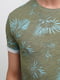 Бавовняна футболка кольору хакі з принтом | 6726640 | фото 3