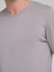 Світло-сіра футболка з ребристими манжетами та оздобленням горловини | 6727161 | фото 3