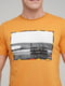 Бавовняна футболка гірчичного кольору з принтом | 6727221 | фото 3