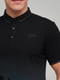 Хлопковая черная футболка-поло с принтом | 6727234 | фото 3