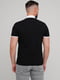 Бавовняна чорна футболка-поло з контрастним коміром та манжетами | 6727318 | фото 2