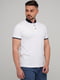 Бавовняна біла футболка-поло з контрастним коміром та манжетами | 6727353