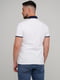 Бавовняна біла футболка-поло з контрастним коміром та манжетами | 6727353 | фото 2