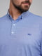 Светло-синяя футболка-поло с полосатым воротником и манжетами | 6727407 | фото 3