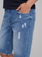 Синие джинсовые шорты с потертостями | 6727420 | фото 4