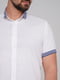 Белая рубашка с синим воротником и манжетами | 6727474 | фото 3
