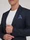 Клетчатый синий пиджак классического кроя с платком-паше | 6727493 | фото 4