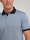 Світло-синя футболка-поло з контрастним коміром та манжетами | 6727501 | фото 3