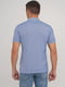 Синяя футболка-поло с полосатыми воротником и манжетами | 6727517 | фото 2