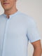 Голубая хлопковая рубашка с коротким рукавом | 6727534 | фото 4
