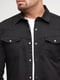 Черная джинсовая рубашка с карманами | 6728051 | фото 5