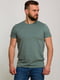 Базова бавовняна футболка зеленого кольору | 6728099