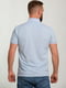 Бавовняна блакитна футболка-поло з візерунком на комірі та манжетах | 6728168 | фото 2