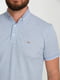 Бавовняна блакитна футболка-поло з візерунком на комірі та манжетах | 6728168 | фото 3