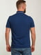 Бавовняна синя футболка-поло з візерунком на комірі та манжетах | 6728169 | фото 2