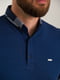 Бавовняна синя футболка-поло з візерунком на комірі та манжетах | 6728169 | фото 4