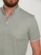 Бавовняна футболка-поло кольору хакі з візерунком на комірі | 6728171 | фото 4