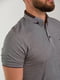Бавовняна сіра футболка-поло з візерунком на комірі | 6728172 | фото 4