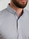 Светло-серая футболка-поло с полосатым воротником и манжетами | 6728233 | фото 3