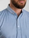 Блакитна футболка-поло зі смугастим коміром та манжетами | 6728234 | фото 4
