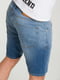 Светло-синие джинсовые шорты с потертостями | 6728264 | фото 4