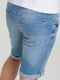 Светло-синие джинсовые шорты с потертостями | 6728288 | фото 4