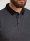 Хлопковая темно-серая футболка-поло с контрастным воротником и манжетами | 6728289 | фото 3