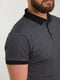 Хлопковая темно-серая футболка-поло с контрастным воротником и манжетами | 6728289 | фото 4