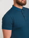 Базовая хлопковая футболка-поло синего цвета | 6728290 | фото 3