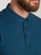 Базовая хлопковая футболка-поло синего цвета | 6728290 | фото 4