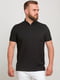 Базова чорна футболка-поло з візерунком на комірі | 6728304