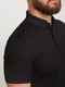 Базова чорна футболка-поло з візерунком на комірі | 6728304 | фото 4