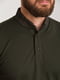 Базова футболка-поло кольору хакі з візерунком на комірі | 6728305 | фото 3