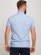 Базовая голубая футболка-поло с узором на воротнике | 6728308 | фото 2