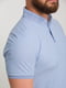 Базовая голубая футболка-поло с узором на воротнике | 6728308 | фото 4