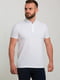Базова біла футболка-поло з візерунком на комірі | 6728309