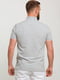Фактурная серая футболка-поло с контрастными узкими полосками | 6728325 | фото 2