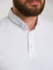 Фактурная белая футболка-поло с контрастными узкими полосками | 6728327 | фото 4