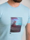 Бавовняна футболка небесного кольору з принтом | 6728341 | фото 3