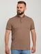 Базова коричнева футболка-поло з візерунком на комірі | 6728345