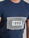 Хлопковая футболка цвета индиго с принтом | 6728363 | фото 3