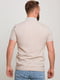 Фактурная бежевая футболка-поло с контрастными узкими полосками | 6728367 | фото 2