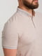 Фактурна бежева футболка-поло з контрастними вузькими смужками | 6728367 | фото 3