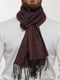 Бордовий вовняний шарф з бахромою | 6728713